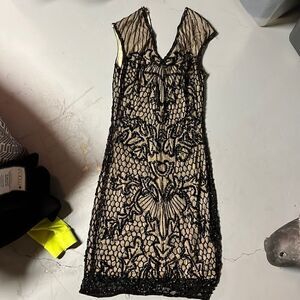 xs basix by black label black beaded cocktail mini dress